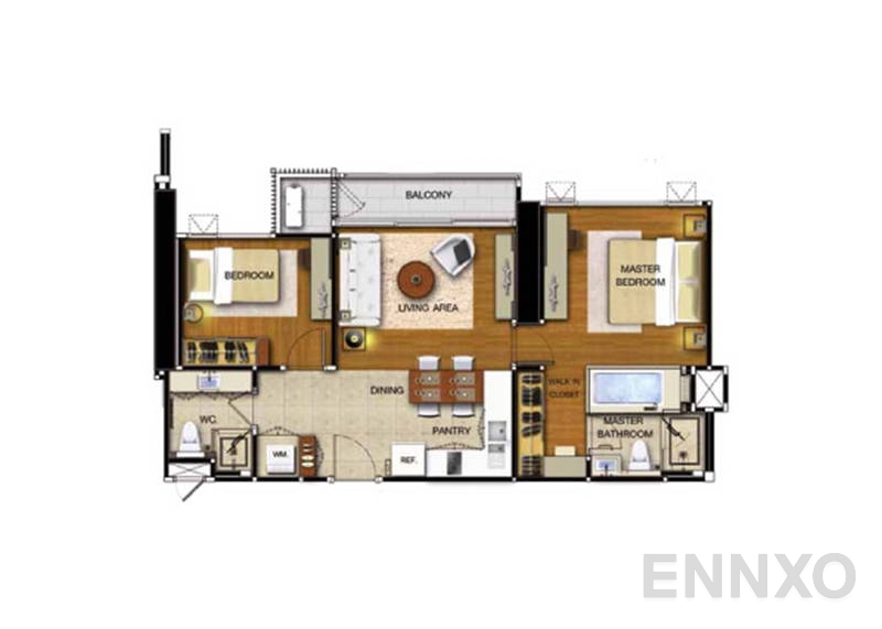 รูปแปลนห้อง 2 Bedroom ของโครงการ ดิ แอดเดรส อโศก