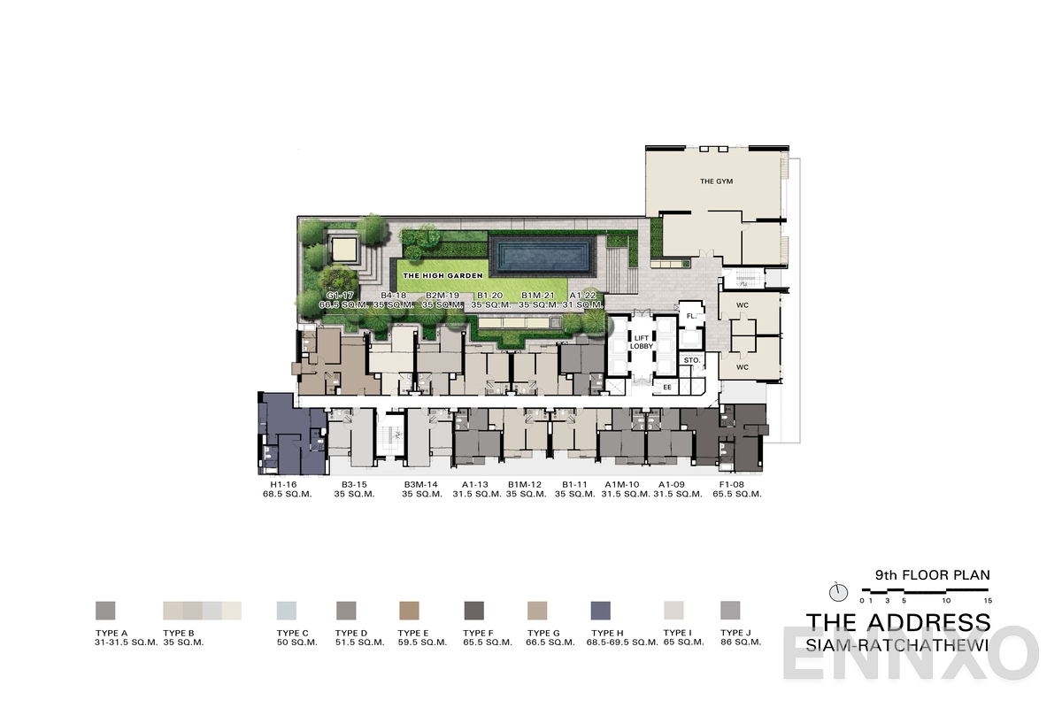 แปลนชั้น 9th Floor ของโครงการ ดิ แอดเดรส สยาม-ราชเทวี