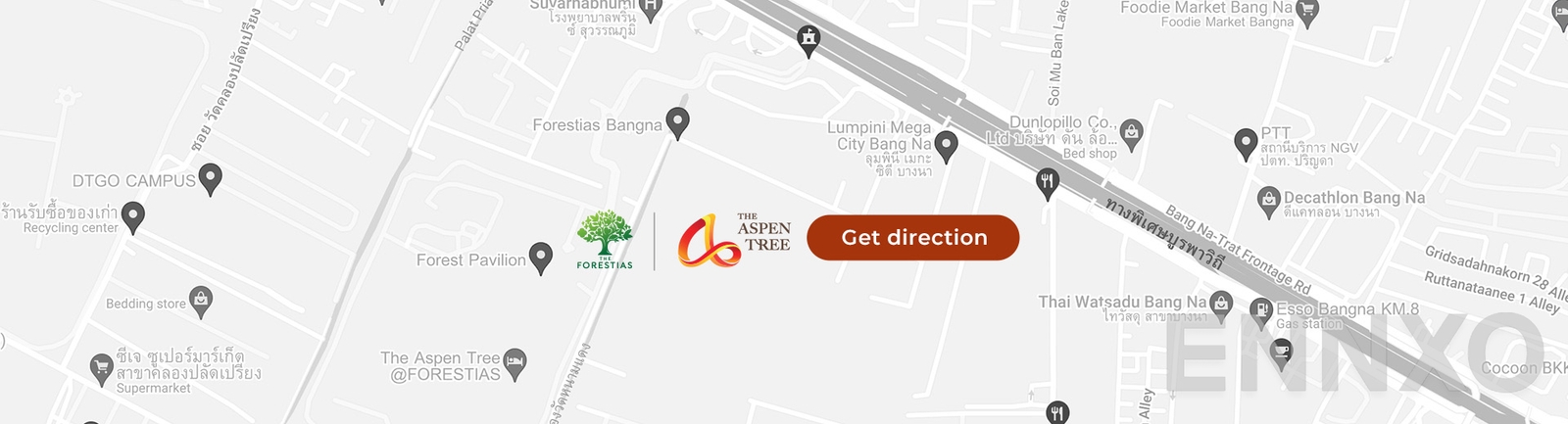 ภาพแผนที่แสดงที่ตั้งโครงการ The Aspen Tree at The Forestias
(ดิ แอสเพน ทรี เดอะ ฟอเรสเทียส์) และสถานที่โดยรอบ