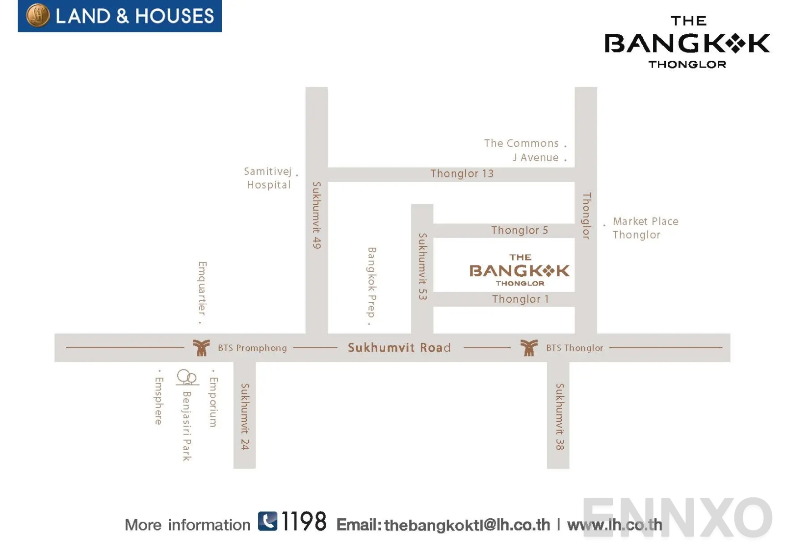 ภาพแผนที่แสดงที่ตั้งโครงการ The Bangkok Thonglor และสถานที่โดยรอบ