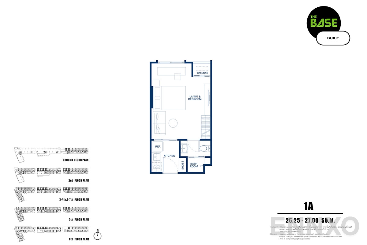 รูปแปลนห้อง 1a ของโครงการ เดอะ เบส บูกิต - ภูเก็ต