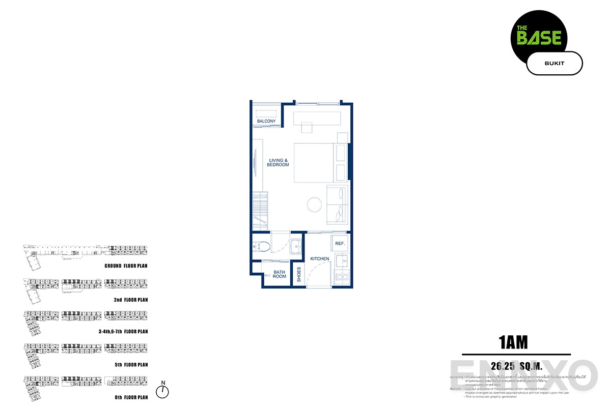 รูปแปลนห้อง 1am ของโครงการ เดอะ เบส บูกิต - ภูเก็ต