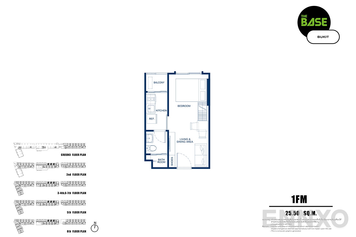 รูปแปลนห้อง 1fm ของโครงการ เดอะ เบส บูกิต - ภูเก็ต