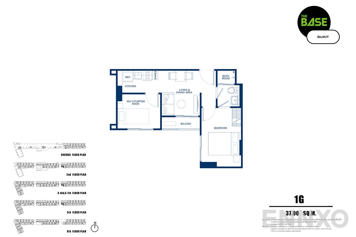 รูปแปลนห้อง 1g ของโครงการ เดอะ เบส บูกิต - ภูเก็ต