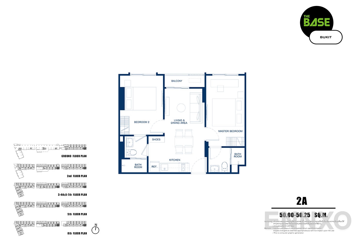 รูปแปลนห้อง 2a ของโครงการ เดอะ เบส บูกิต - ภูเก็ต