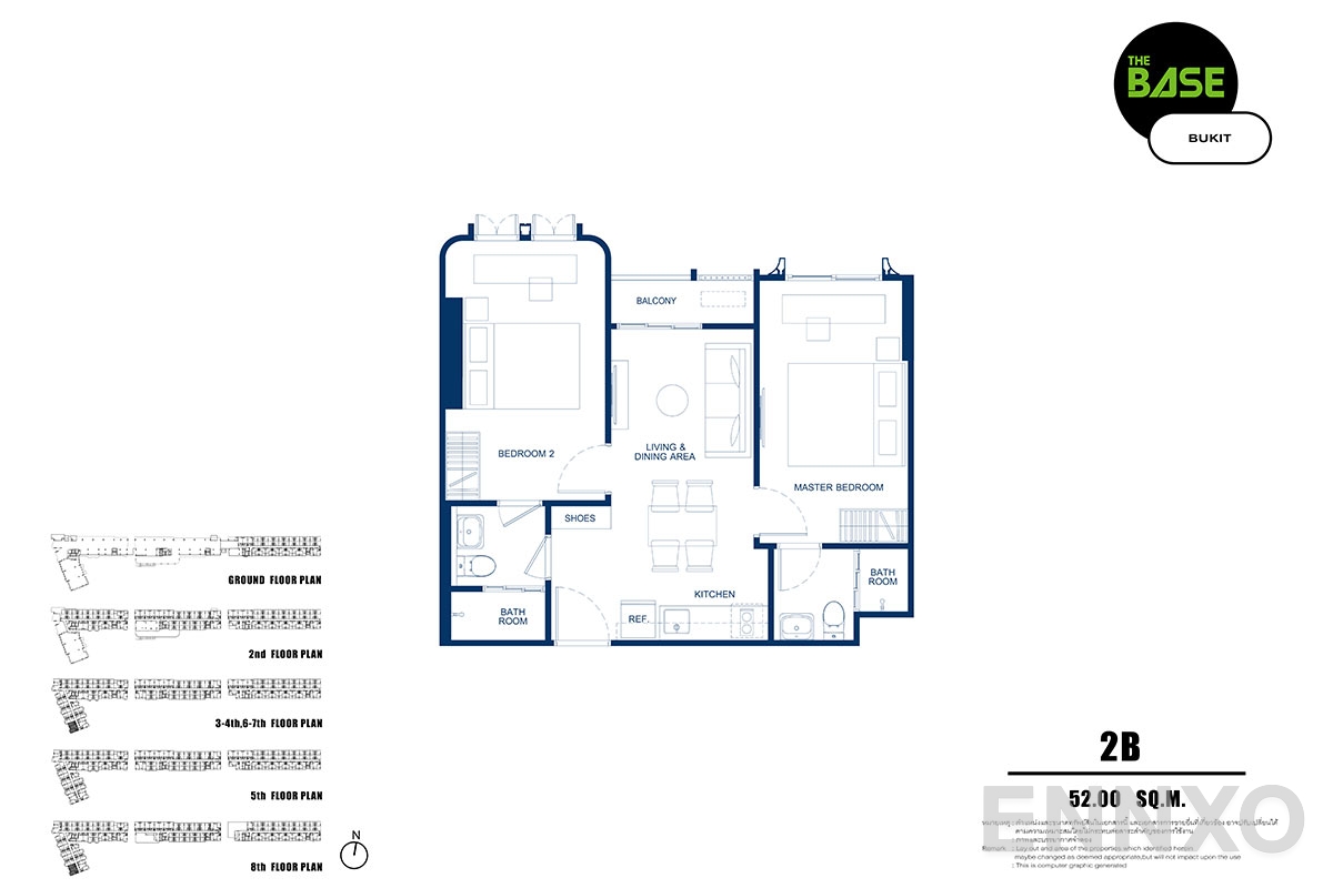รูปแปลนห้อง 2b ของโครงการ เดอะ เบส บูกิต - ภูเก็ต