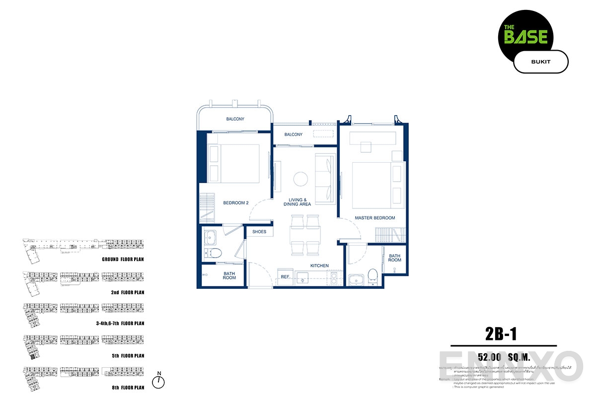 รูปแปลนห้อง 2b-1 ของโครงการ เดอะ เบส บูกิต - ภูเก็ต