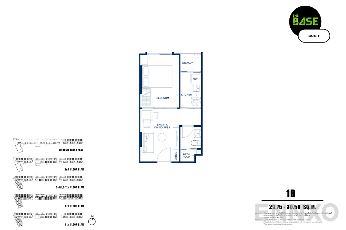 รูปแปลนห้อง 1b ของโครงการ เดอะ เบส บูกิต - ภูเก็ต