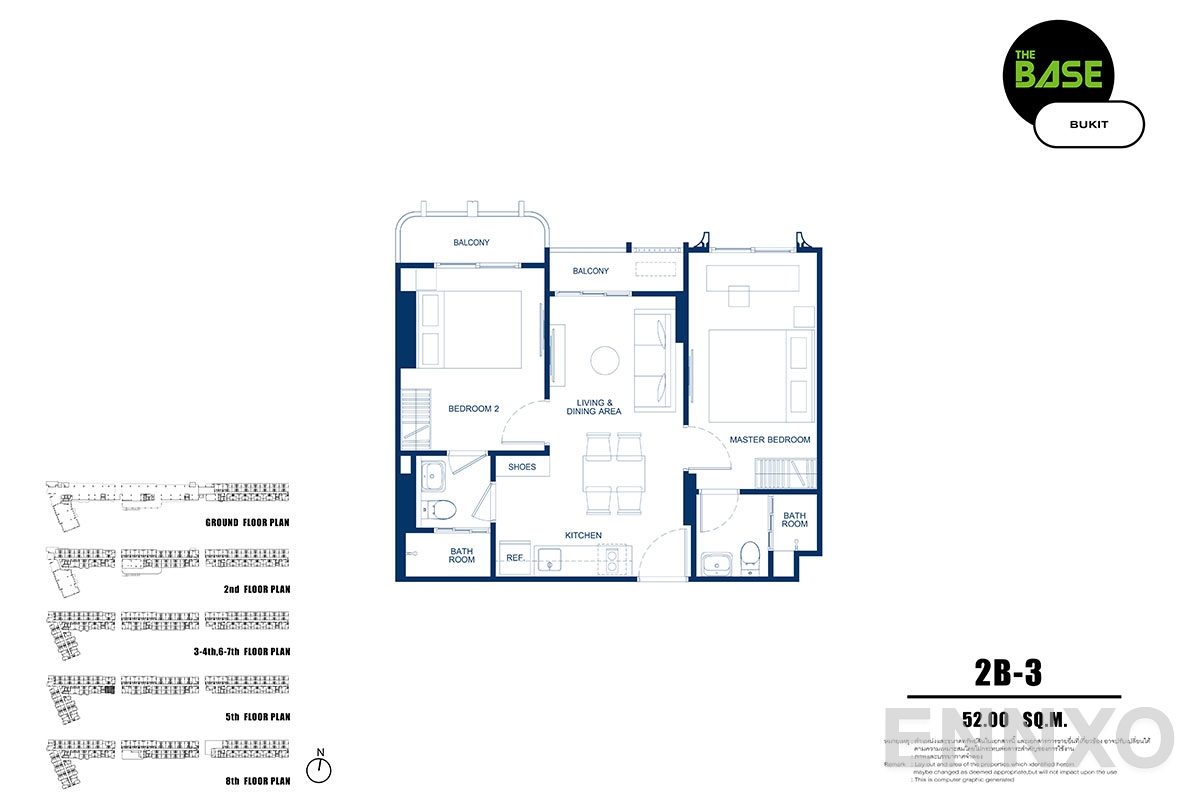 รูปแปลนห้อง 2b-3 ของโครงการ เดอะ เบส บูกิต - ภูเก็ต