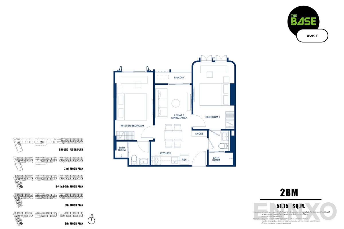 รูปแปลนห้อง 2bm ของโครงการ เดอะ เบส บูกิต - ภูเก็ต