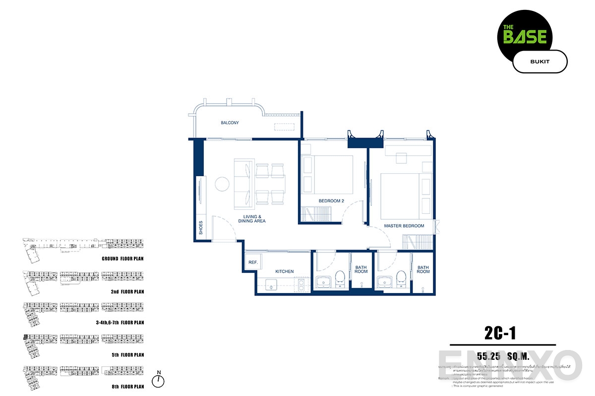 รูปแปลนห้อง 2c-1 ของโครงการ เดอะ เบส บูกิต - ภูเก็ต