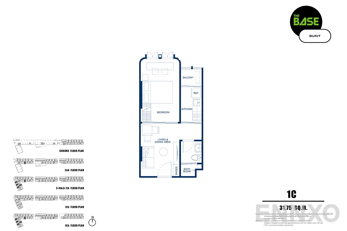 รูปแปลนห้อง 1c ของโครงการ เดอะ เบส บูกิต - ภูเก็ต