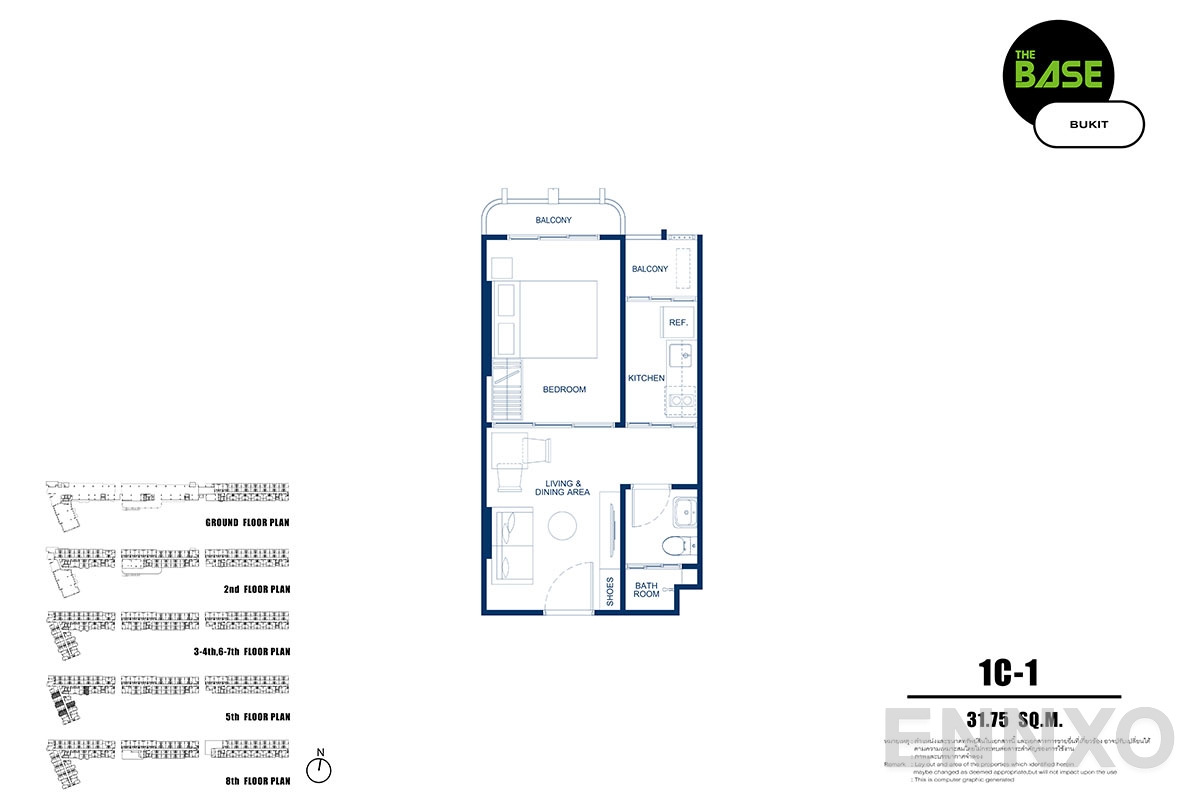 รูปแปลนห้อง 1c-1 ของโครงการ เดอะ เบส บูกิต - ภูเก็ต