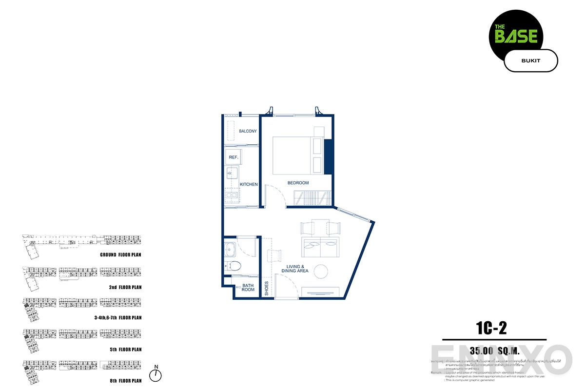 รูปแปลนห้อง 1c-2 ของโครงการ เดอะ เบส บูกิต - ภูเก็ต