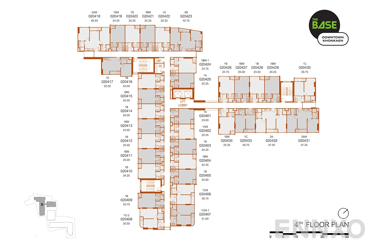 แปลนชั้น B-4F ของโครงการ The Base Downtown Khonkaen