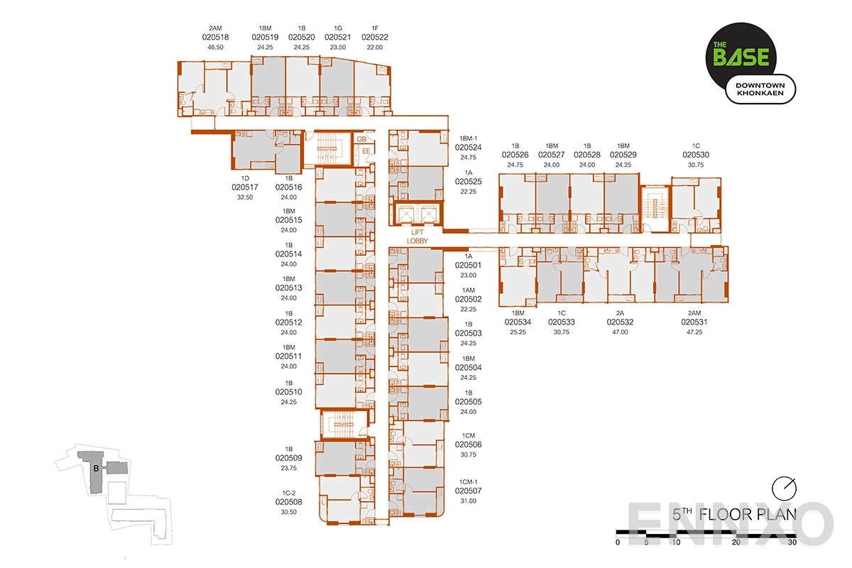 แปลนชั้น B-5F ของโครงการ The Base Downtown Khonkaen