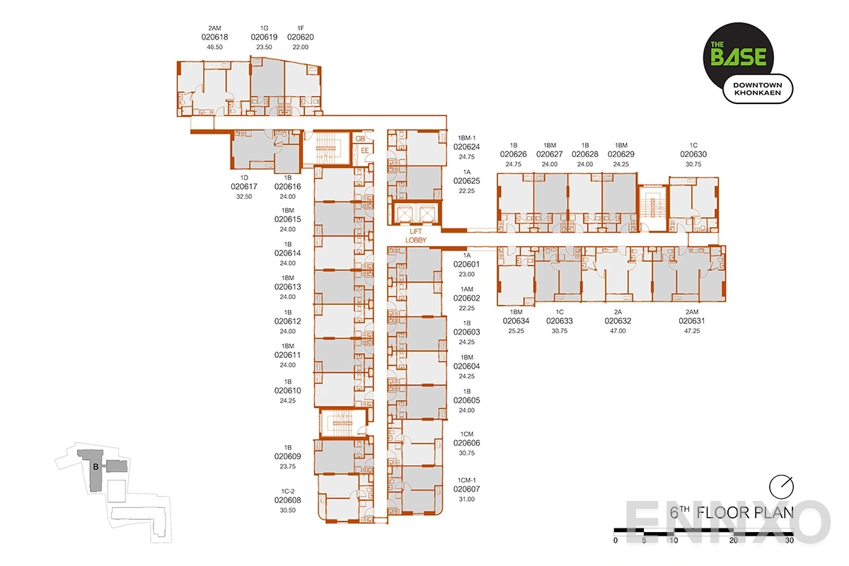 แปลนชั้น B-6F ของโครงการ The Base Downtown Khonkaen