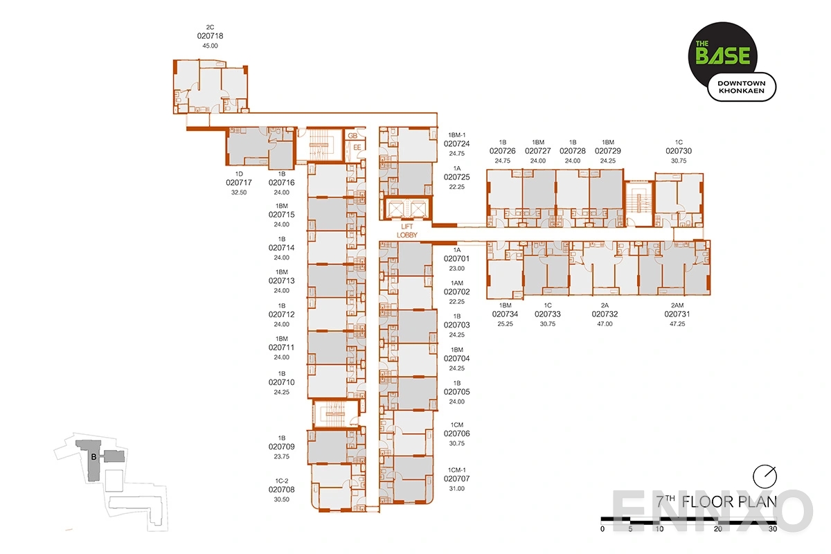 แปลนชั้น B-7F ของโครงการ The Base Downtown Khonkaen