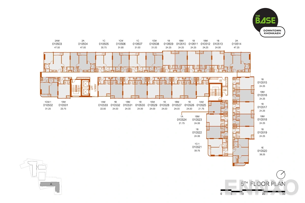 แปลนชั้น A-5F ของโครงการ The Base Downtown Khonkaen