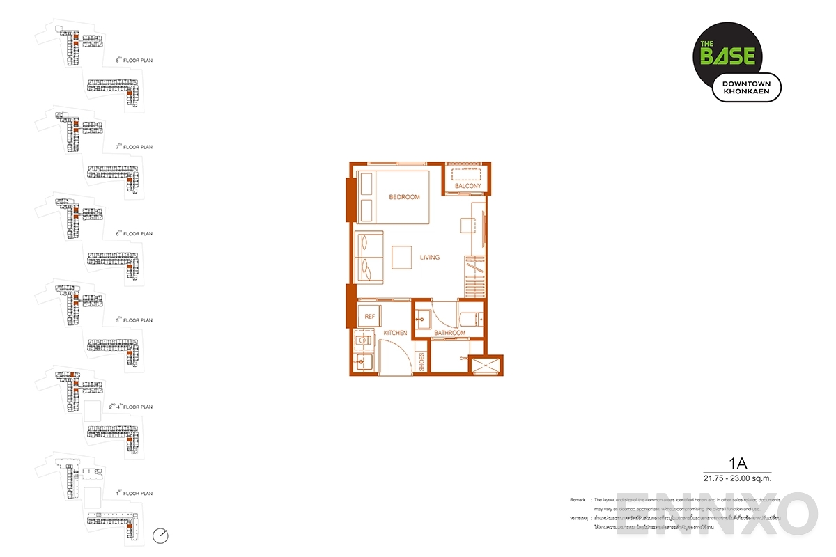 รูปแปลนห้อง 1A ของโครงการ The Base Downtown Khonkaen