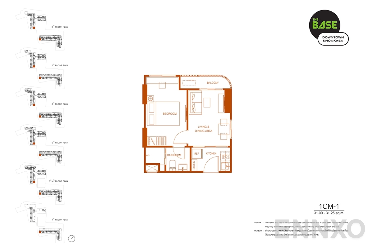 รูปแปลนห้อง 1CM-1 ของโครงการ The Base Downtown Khonkaen