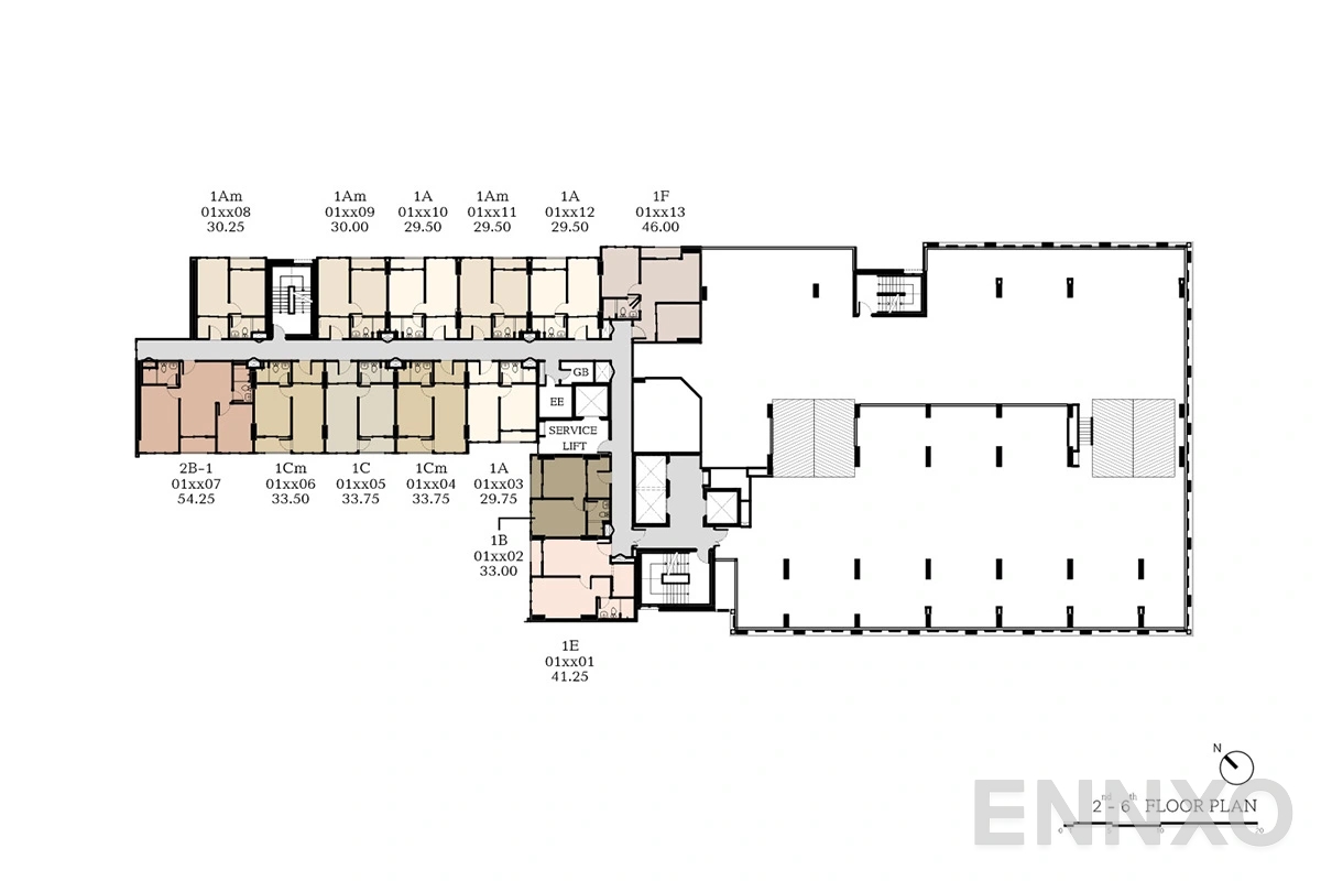 แปลนชั้น 2-6 th Floor ของโครงการ เดอะ เบส ไฮท์ - เชียงใหม่