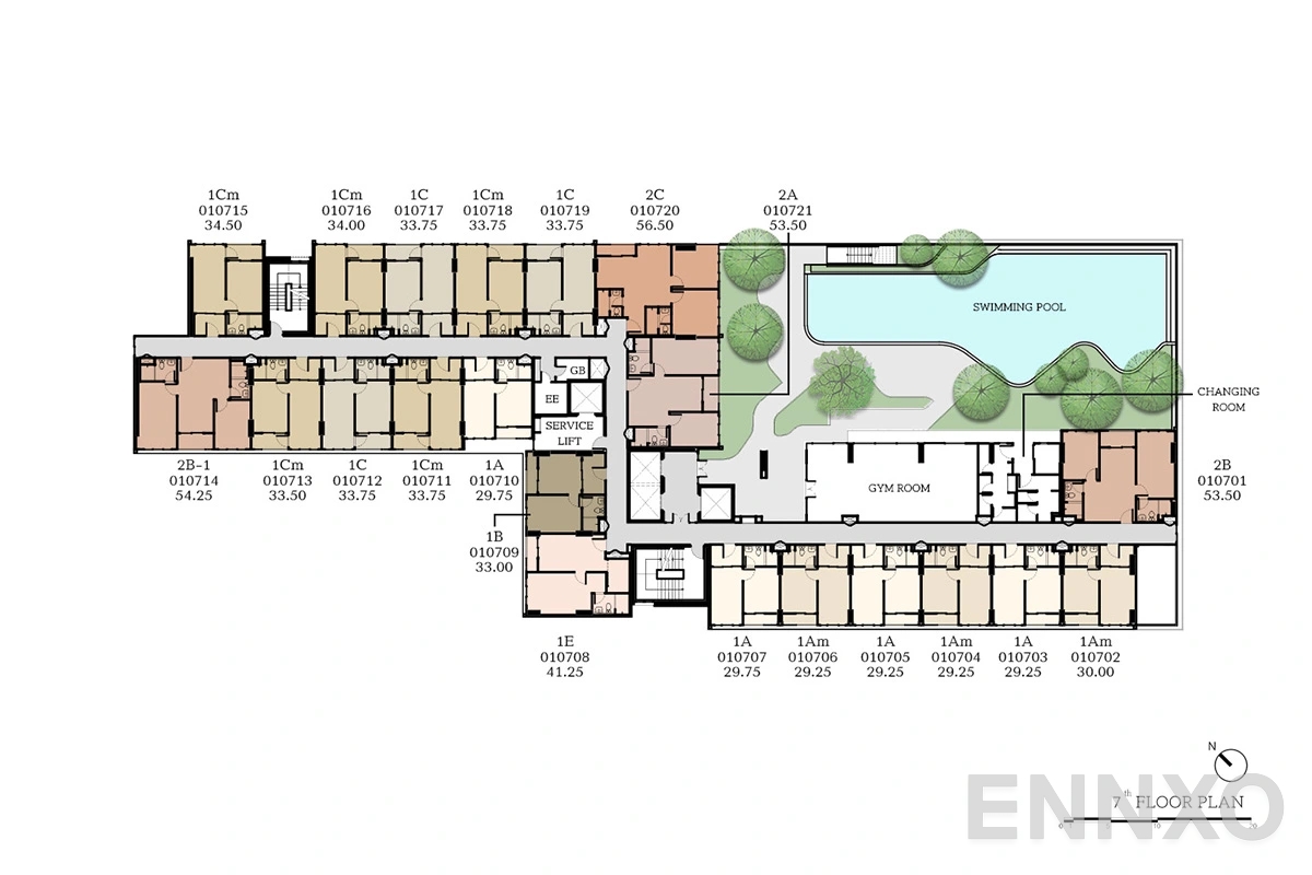 แปลนชั้น 7th Floor ของโครงการ เดอะ เบส ไฮท์ - เชียงใหม่