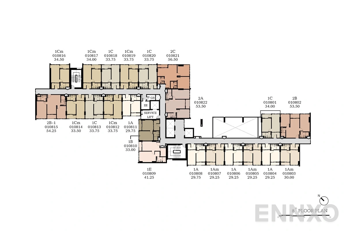 แปลนชั้น 8th Floor ของโครงการ เดอะ เบส ไฮท์ - เชียงใหม่