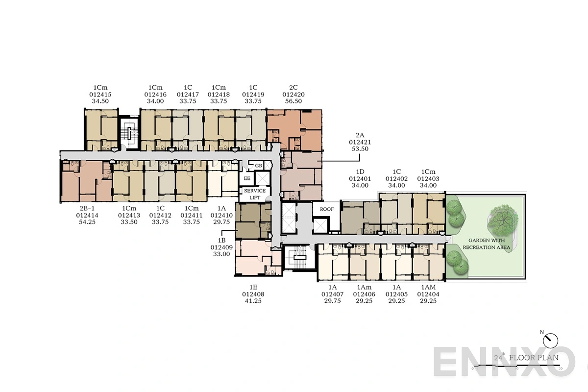แปลนชั้น 24th Floor ของโครงการ เดอะ เบส ไฮท์ - เชียงใหม่