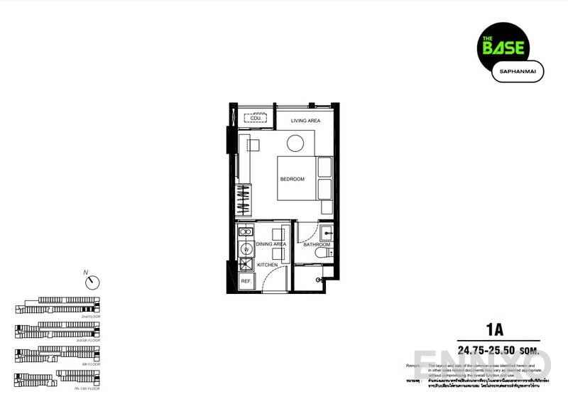 รูปแปลนห้อง 1 Bedroom โครงการ เดอะ เบส สะพานใหม่