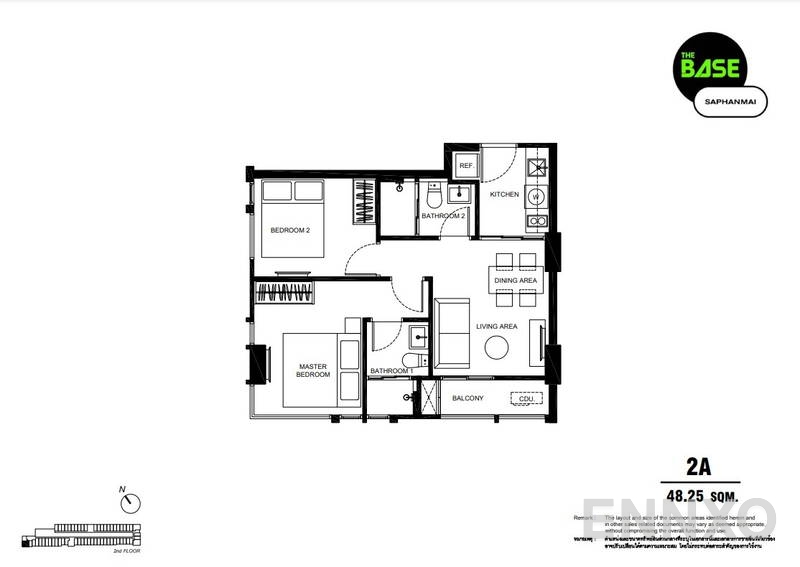 รูปแปลนห้อง 2 Bedrooms ของโครงการ เดอะ เบส สะพานใหม่