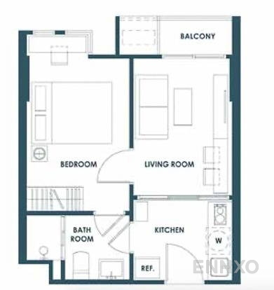 รูปแปลนห้อง 1 Bedroom ของโครงการ The Base Sukhumvit 50