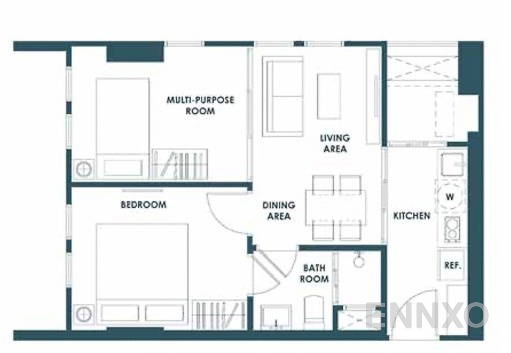 รูปแปลนห้อง 1 Bedroom Plus ของโครงการ The Base Sukhumvit 50