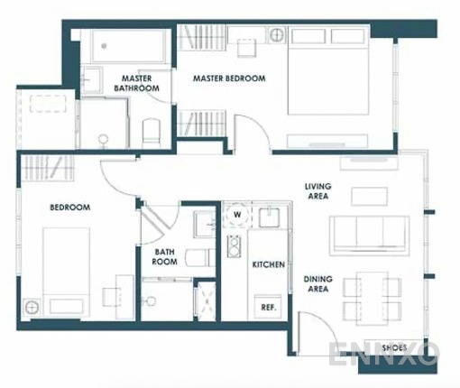 รูปแปลนห้อง 2 Bedroom ของโครงการ The Base Sukhumvit 50