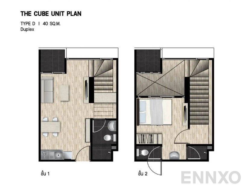 รูปแปลนห้อง Duplex ของโครงการ เดอะคิวบ์ ลอฟท์ นวลจันทร์