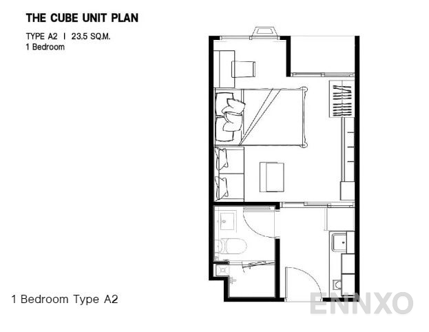 รูปแปลนห้อง Type A2 ของโครงการ เดอะคิวบ์ ลอฟท์ ศรีนครินทร์ - เทพารักษ์