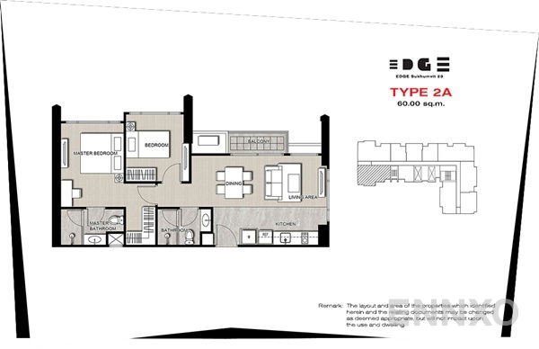 รูปแปลนห้อง 2 Bedrooms ของโครงการ ดิ เอดจ์ สุขุมวิท 23