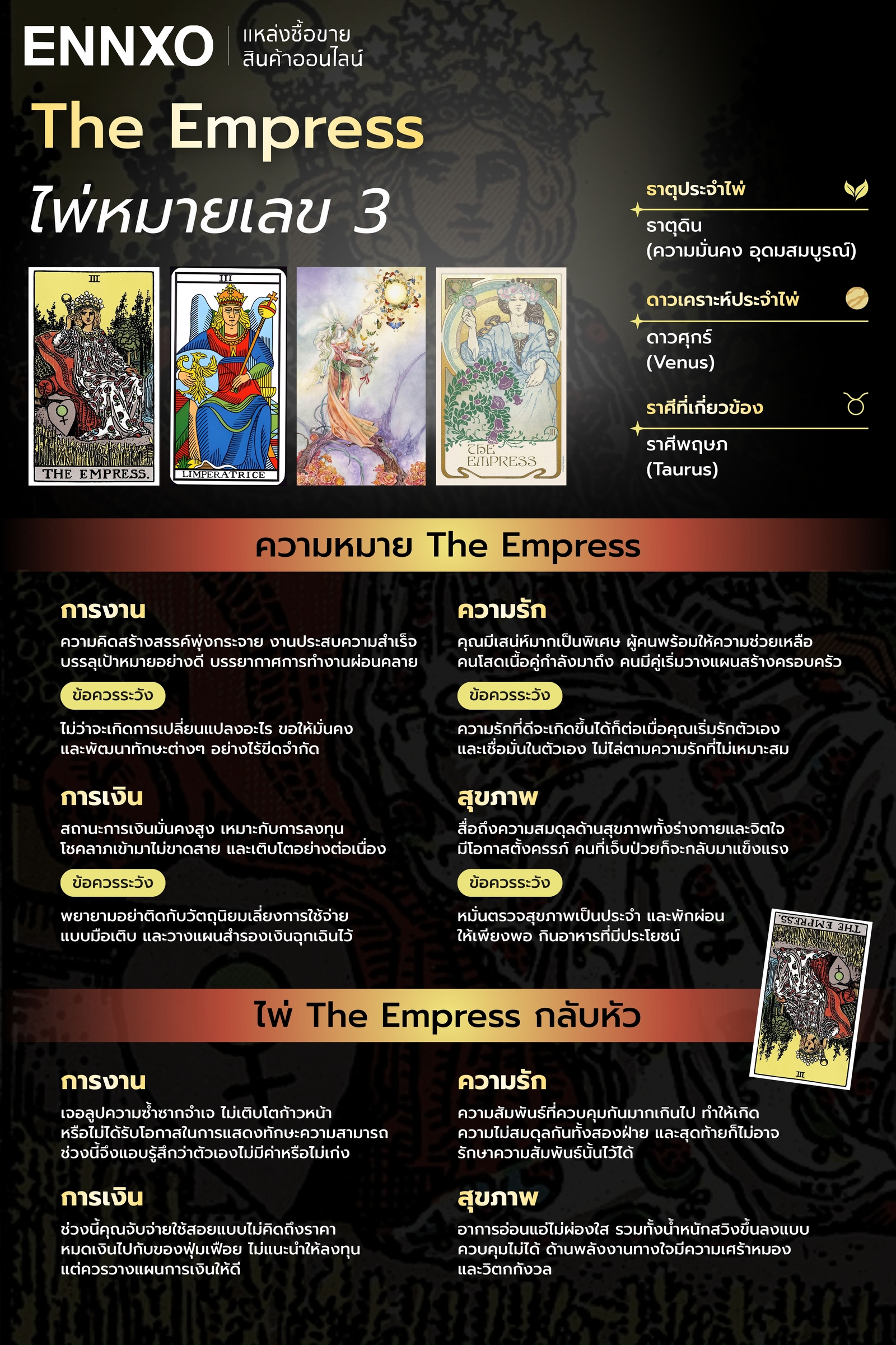 The Empress ไพ่ราชินีแห่งความรักที่สมบูรณ์ ความหมายทุกด้าน | ENNXO