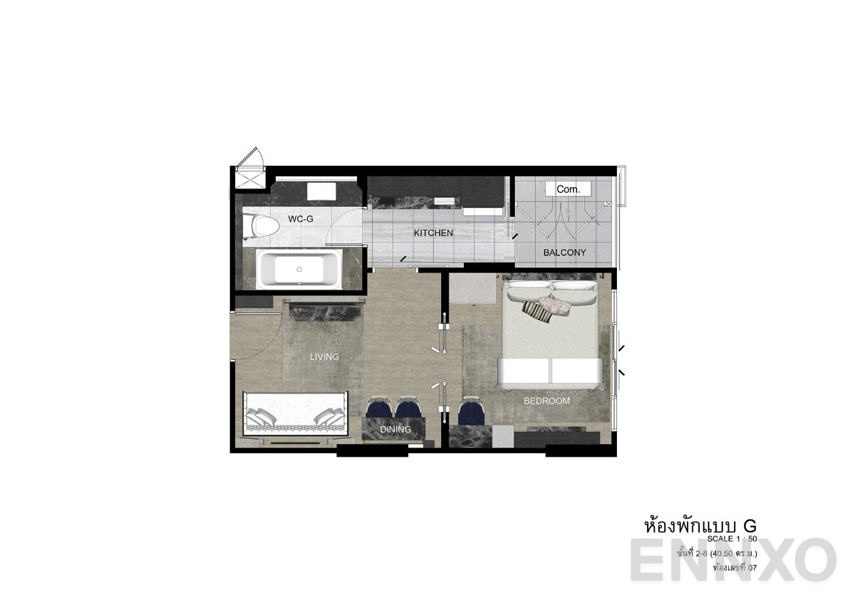 รูปแปลนห้อง Type G2-8 ของโครงการ ดิ เอราวัณ