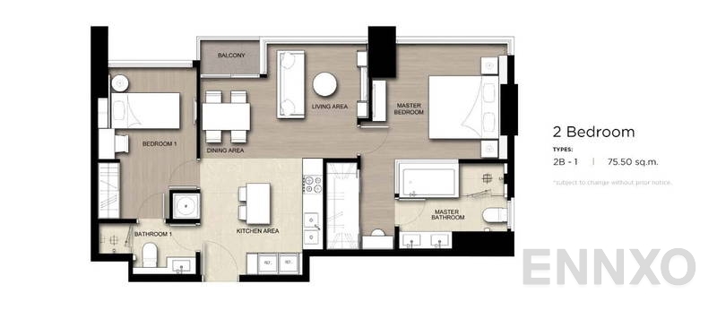 รูปแปลนห้อง 2 Bedroom ของโครงการ The ESSE Asoke