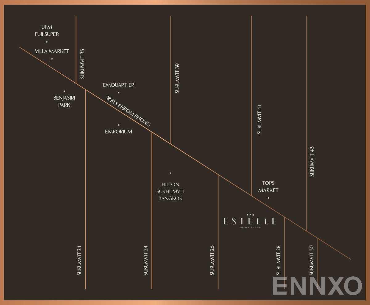 ภาพแผนที่แสดงที่ตั้งโครงการ ดิ เอสเทลล์ พร้อมพงษ์ และสถานที่โดยรอบ