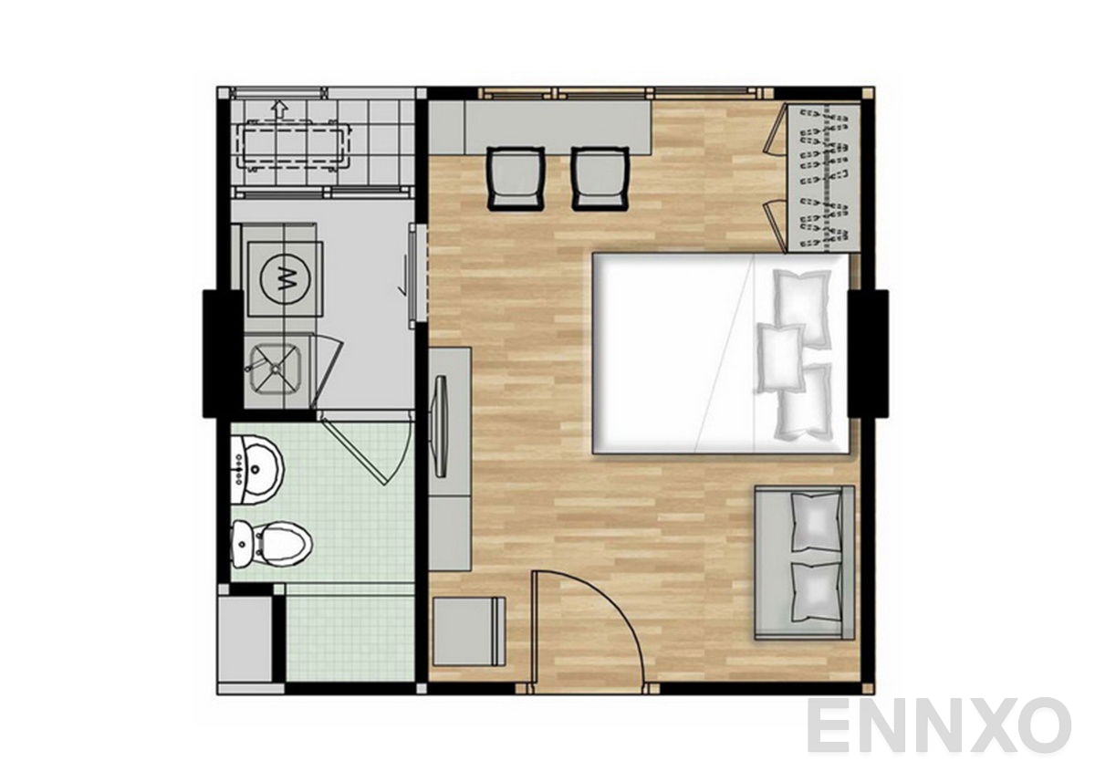 รูปแปลนห้อง Studio ของโครงการ The excel hideaway
