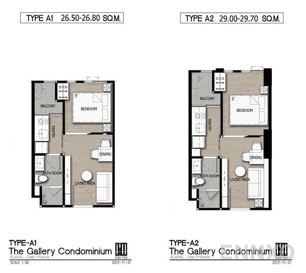 รูปแปลนห้อง 1 Bedroom ของโครงการ เดอะ แกลเลอรี่ แบริ่ง