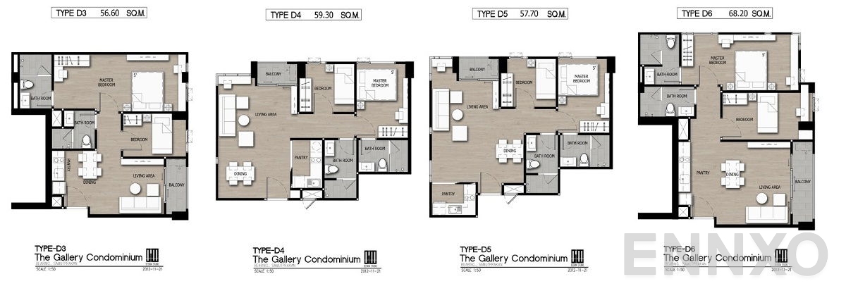 รูปแปลนห้อง 2 Bedroom ของโครงการ เดอะ แกลเลอรี่ แบริ่ง