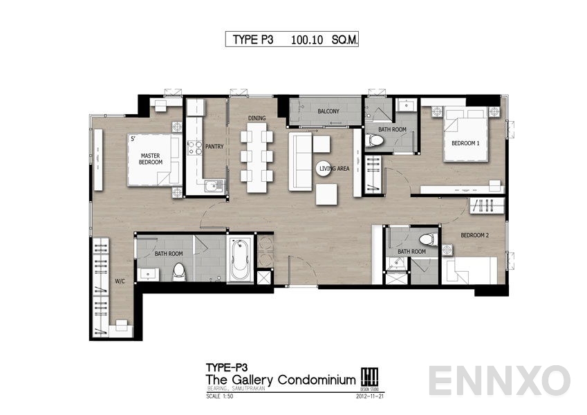 รูปแปลนห้อง Penthouse ของโครงการ เดอะ แกลเลอรี่ แบริ่ง