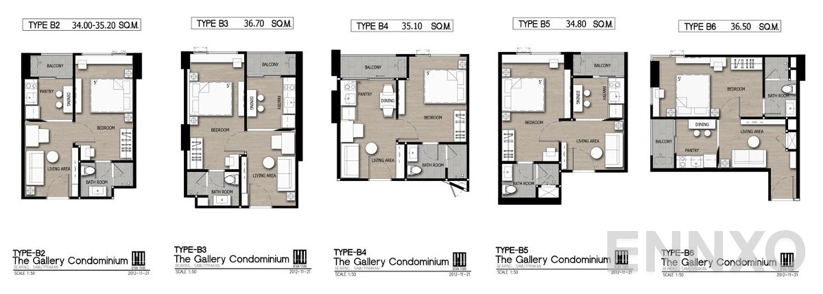 รูปแปลนห้อง 1 Bedroom ของโครงการ เดอะ แกลเลอรี่ แบริ่ง