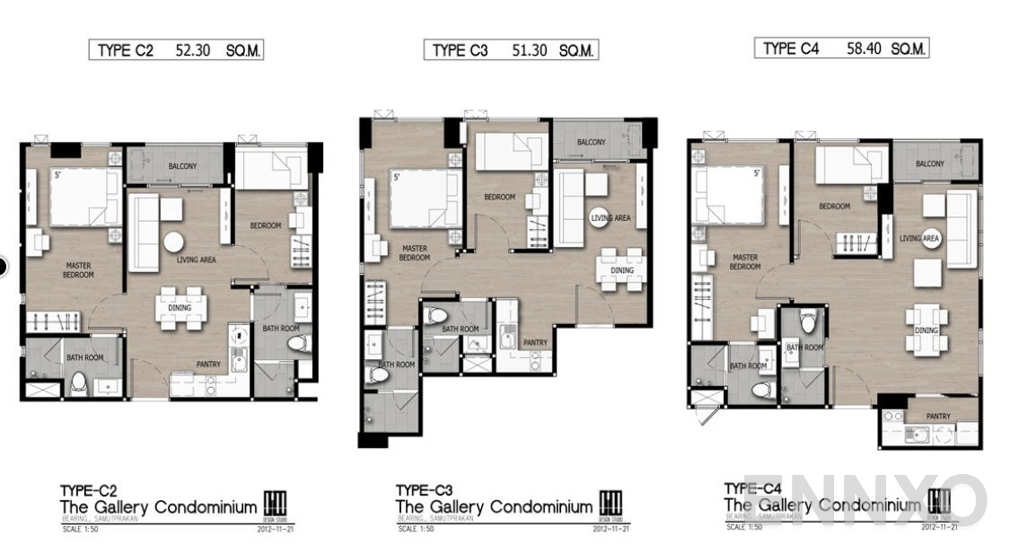 รูปแปลนห้อง 2 Bedroom ของโครงการ เดอะ แกลเลอรี่ แบริ่ง