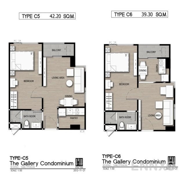 รูปแปลนห้อง 1 Bedroom ของโครงการ เดอะ แกลเลอรี่ แบริ่ง