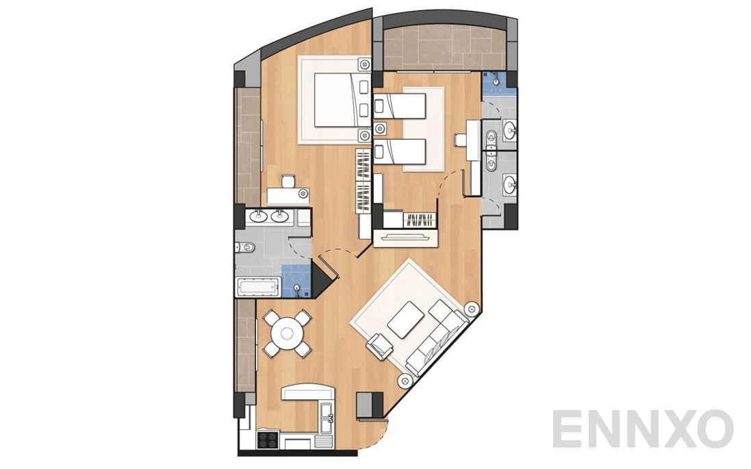 รูปแปลนห้อง 2 Bedroom โครงการ เดอะ แกรนด์ เศรษฐีวรรณ สุขุมวิท 24