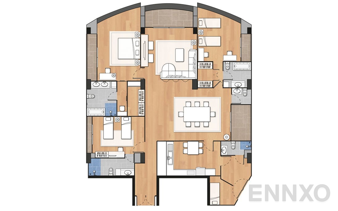 รูปแปลนห้อง 3 Bedroom ของโครงการ เดอะ แกรนด์ เศรษฐีวรรณ สุขุมวิท 24